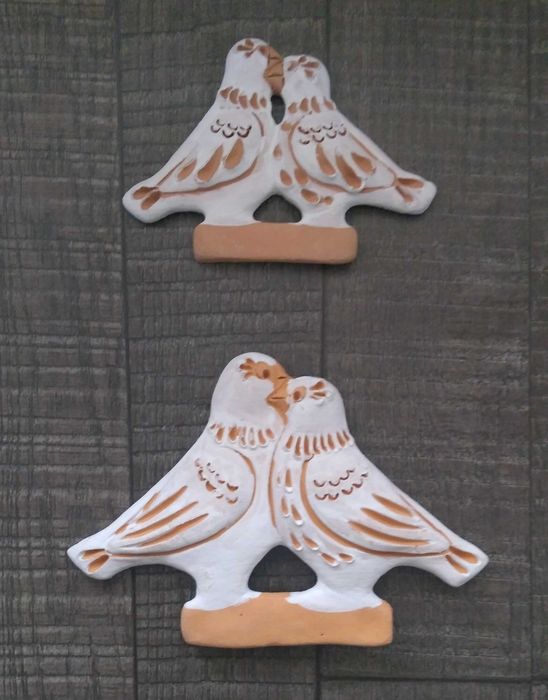 На подарок Миниатюрные фигурки барельеф «Пара Голубей». Керамика