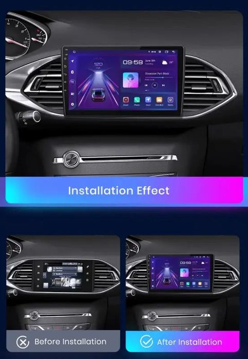 Rádio android HD Peugeot 308 T9 (2013-2017) com android auto e apple carplay encaixe direto no carro