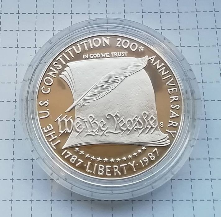 США 1 долар 1987р. СРІБЛО. ПРУФ. 200 років Конституції.