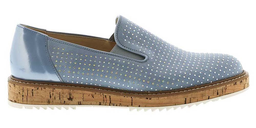 Gabor Espadryle damskie - skórzane wsuwane dżety - r 39 - niebieskie