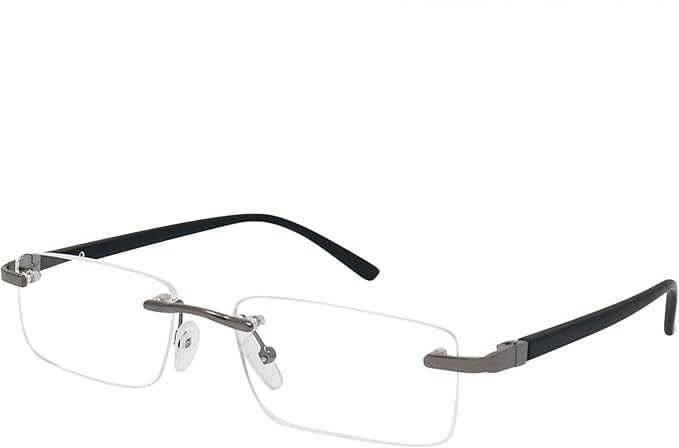 Okulary do czytania prostokątne szkła bez oprawek +2,5 z etui