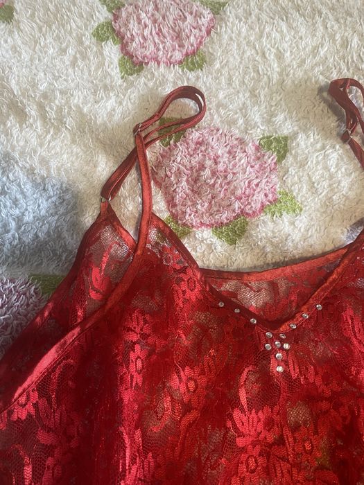 Пеньюар женский красный ажурный