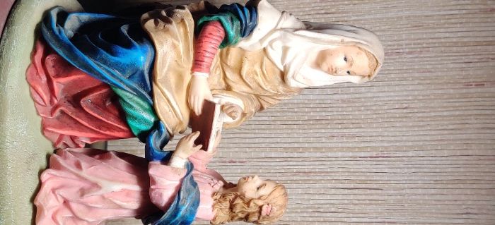Estatueta S Ana em marfinite-Louças Falcão;Bom estado;22 cm