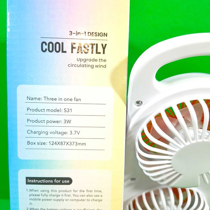 Новий вентилятор акумуляторний 3-х швидкісний потужний