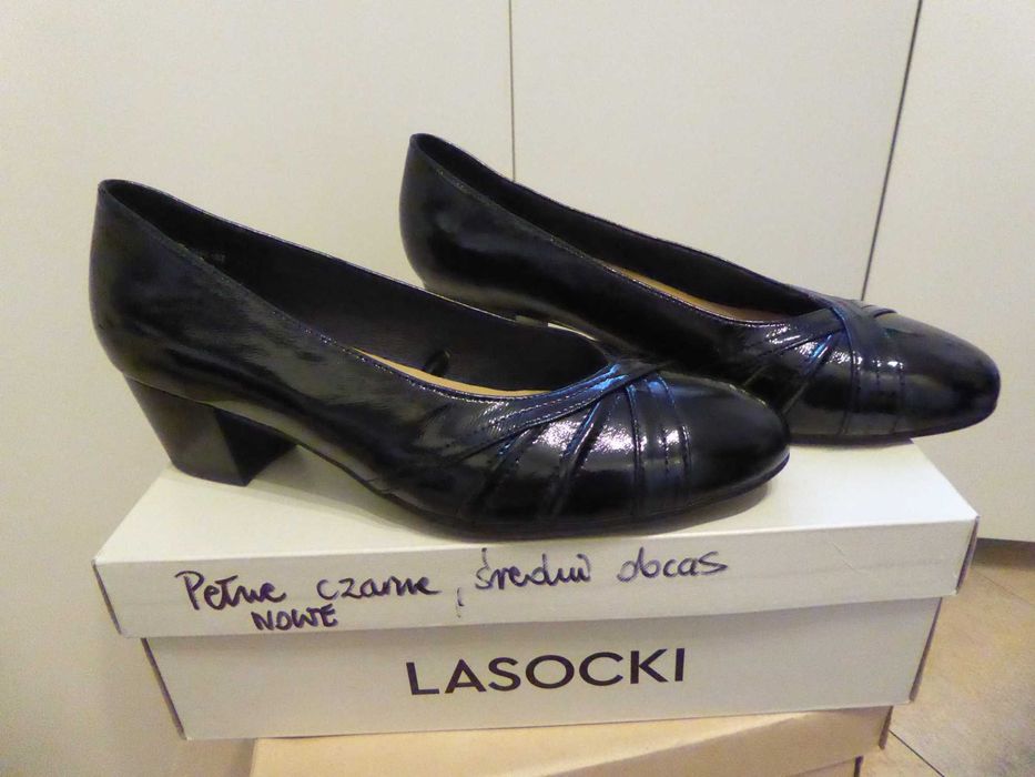 Nowe czółenka półbuty skórzane Lasocki eleganckie czarne r. 39