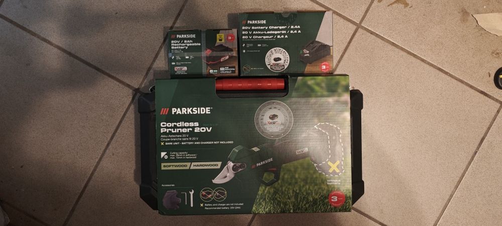 Zestaw Parkside sekator akumulatorowy + akumulator z ładowarką GW, FV Rękojmia