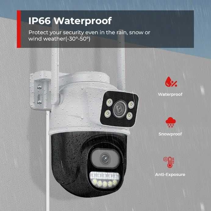 Уличная поворотная камера A33B 8MP с двойным экраном Wifi Ai iCSee