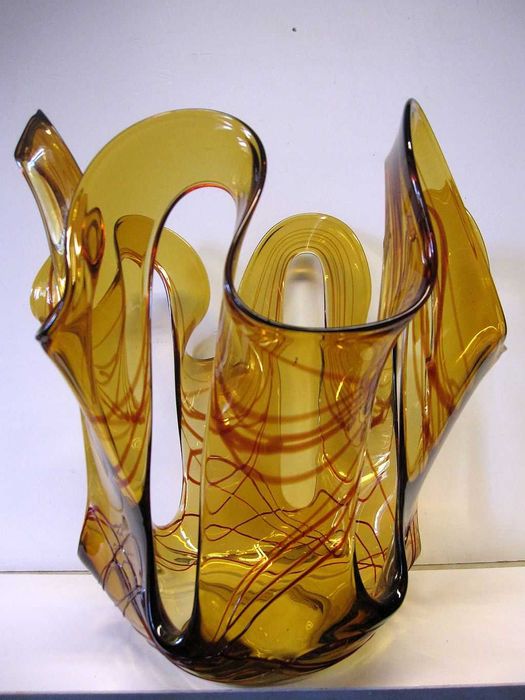 magnífica grande taça em vidro ART GLASS - 35,5 cm de altura