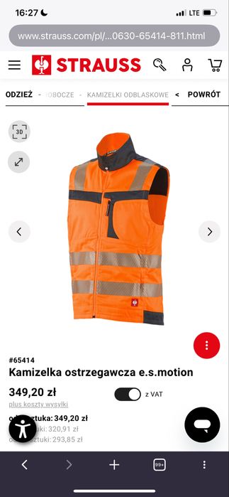 Kamizelka odblaskowa robocza Strauss rozmiar L