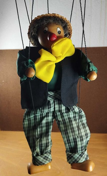 Boneco Palhaço Marioneta Vintage