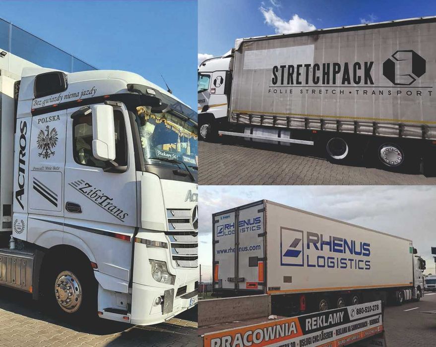 Oklejanie samochodów, tirów, autobusów - napisy, logo reklama naklejka