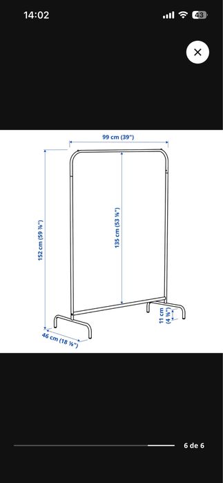 Conjunto de 2 Charriots / Cabides de Chão Brancos IKEA MULIG (Como Novos)