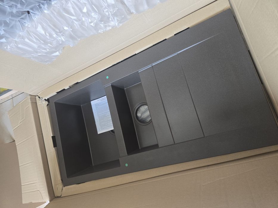 Nowy Zlew Granitowy Axis Cascada 150 - Dark Chocolate - Syfon w zestawie!