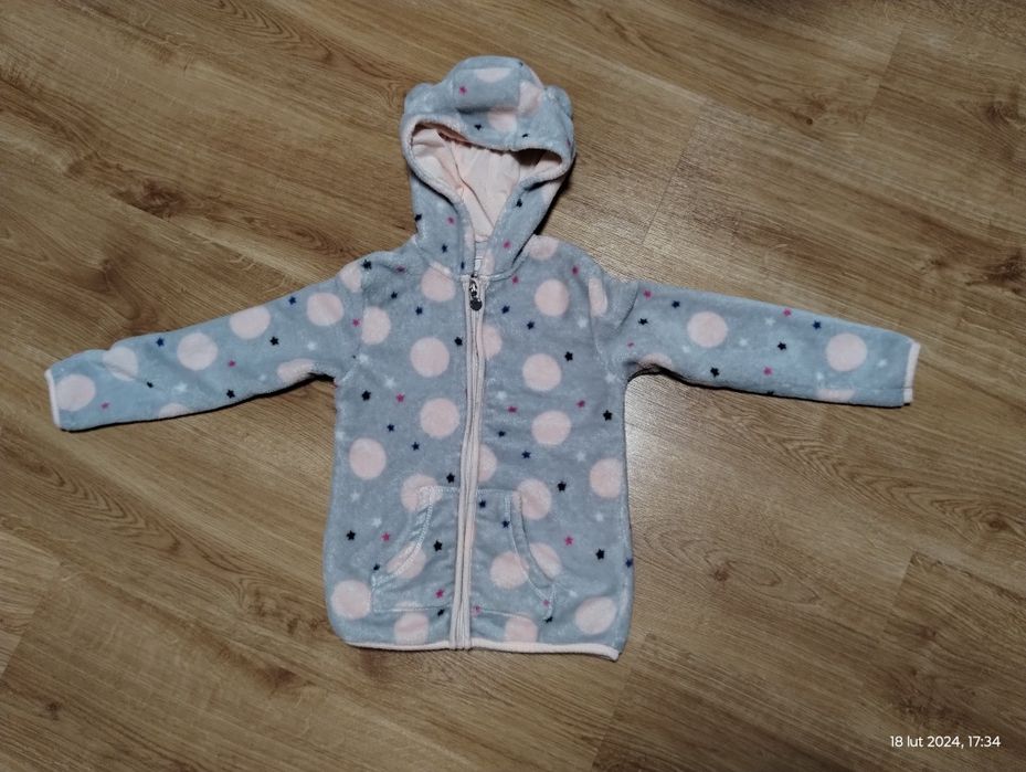 Bluza polarowa z kapturem dla dziewczynki 110/116