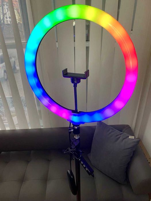 Кільцева лампа 33 см RGB зі штативом та тримачем для телефону