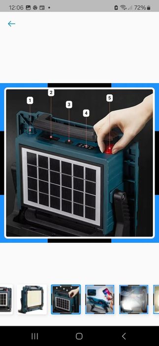 Nowa lampa solarna przenośna turystyczna awaryjna 200W 6x akumulator