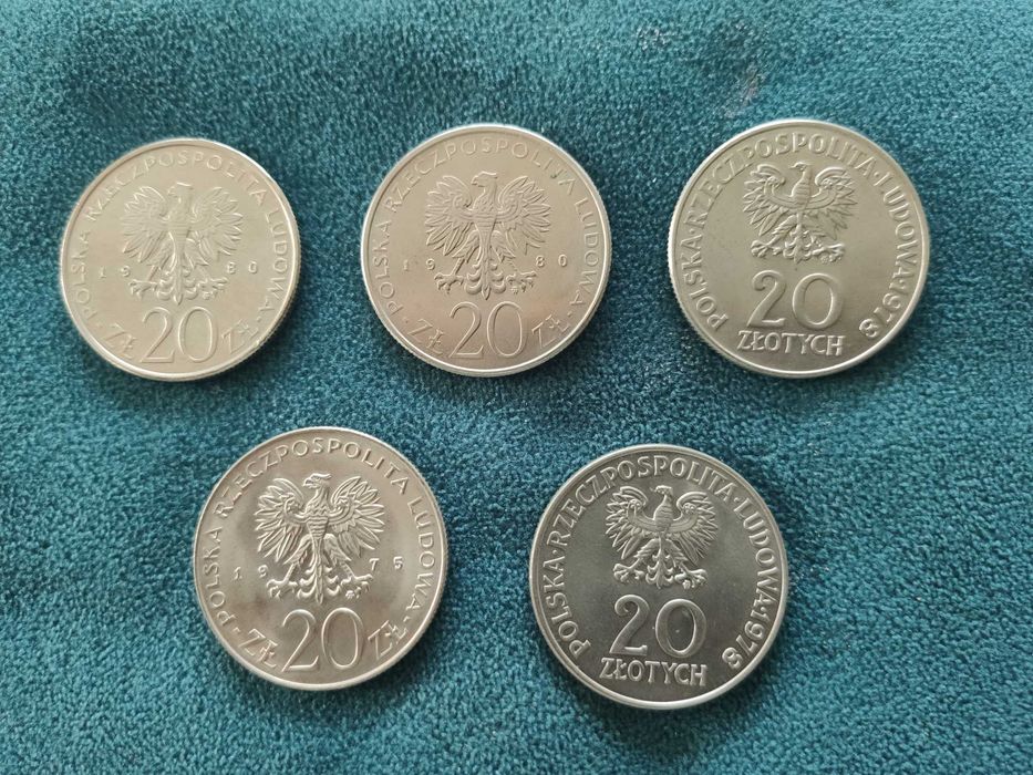 Kolekcja 5 polskich monet 20 zł z PRL