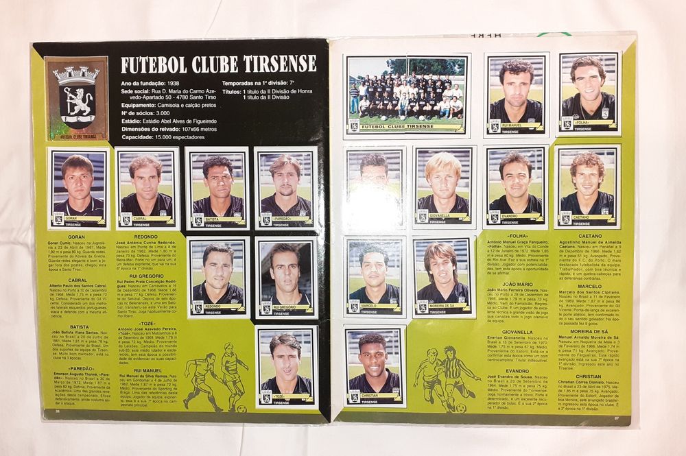 Caderneta Completa Futebol 94-95 Estrelas do Campeonato - Panini