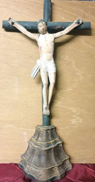 19th-century antique crucifix carved in wood