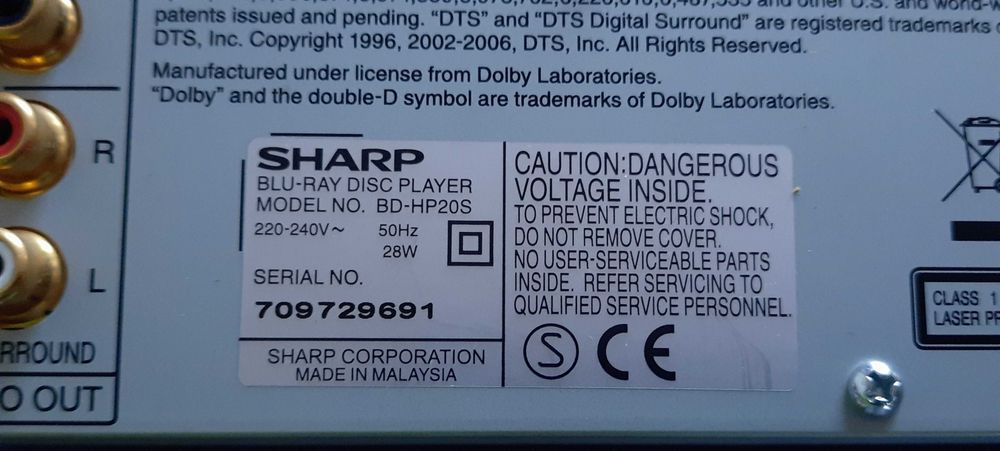 Odtwarzacz Blu-Ray SHARP BD-HP20S AQUOS