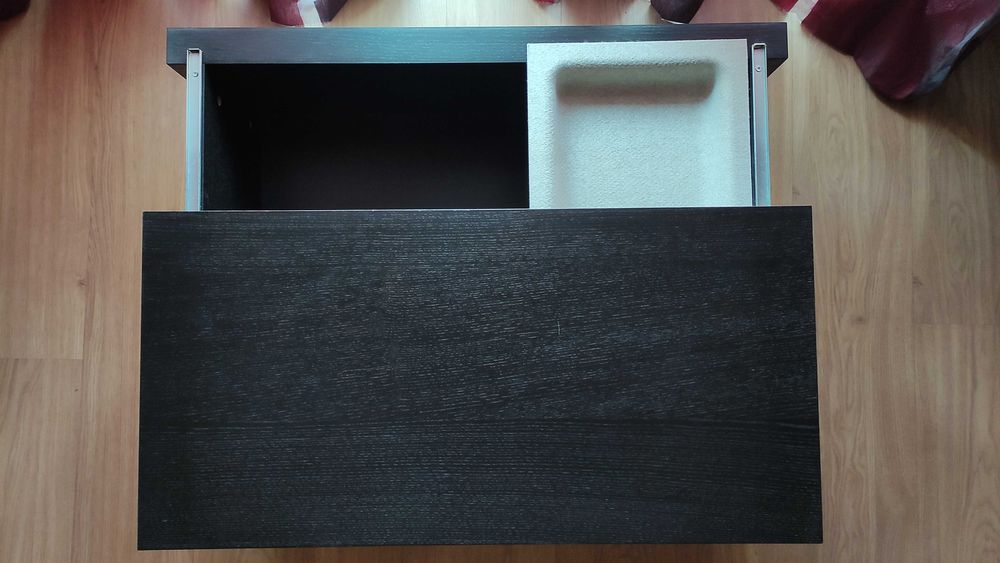 Móvel de arrumação, preto-castanho, com tampa deslizante IKEA MALM