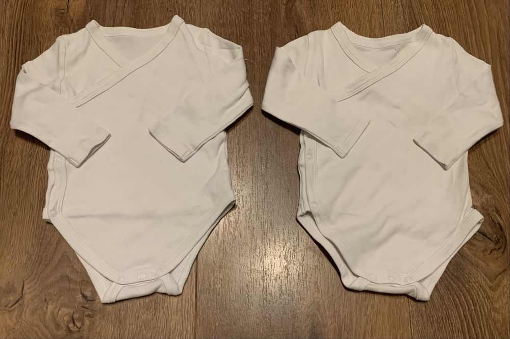 Zestaw białe body kopertowe niemowlęce Zyzio i Zuzia r. 62 68