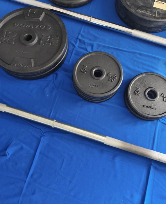 Discos + barras musculação