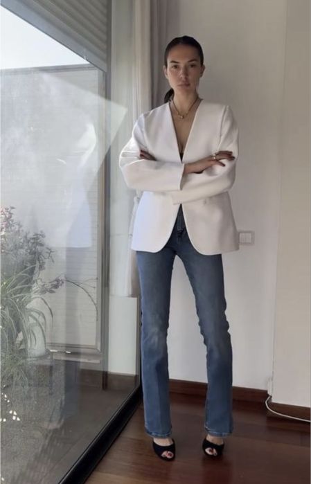 Блейзер жакет святковий білий Zara, L-XL