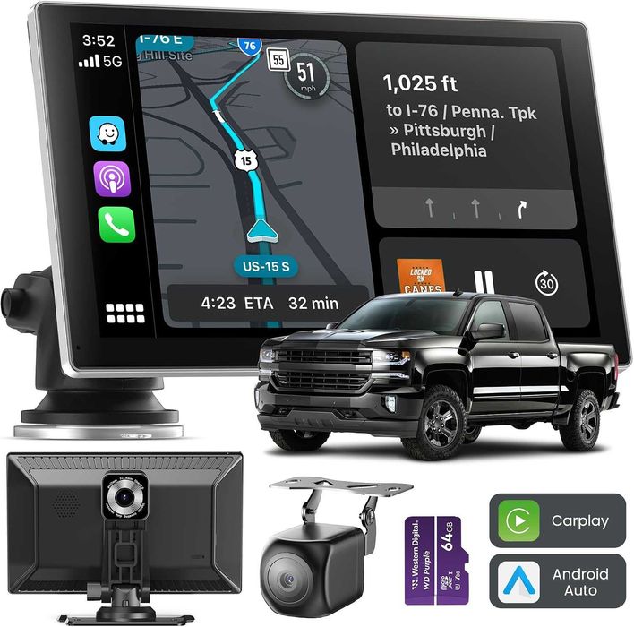 Bezprzewodowy Ekran Carplay & Android Auto Jzones 9" z Kamerą 4K