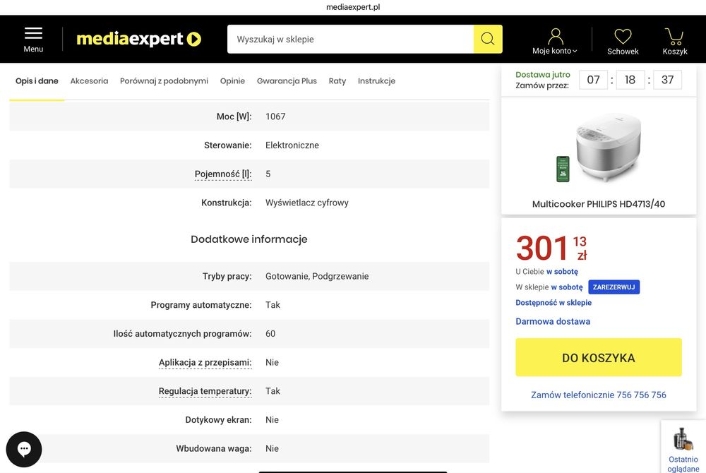 Multicooker PHILIPS HD4713/40 faktyczne nowy