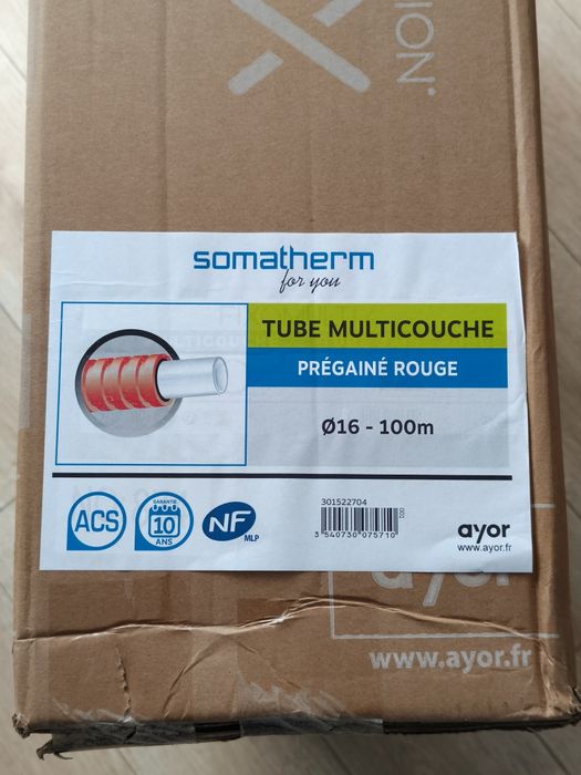 Rura PEX AL/PEX 16mm 100m w Czerwonej Otulinie Somatherm | NOWA | NF