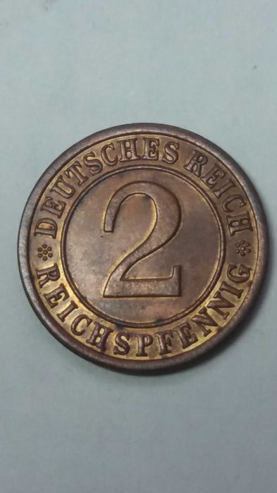 D W, stara moneta 2 reichs pfennig 1936 E Niemcy Weimar rzadka