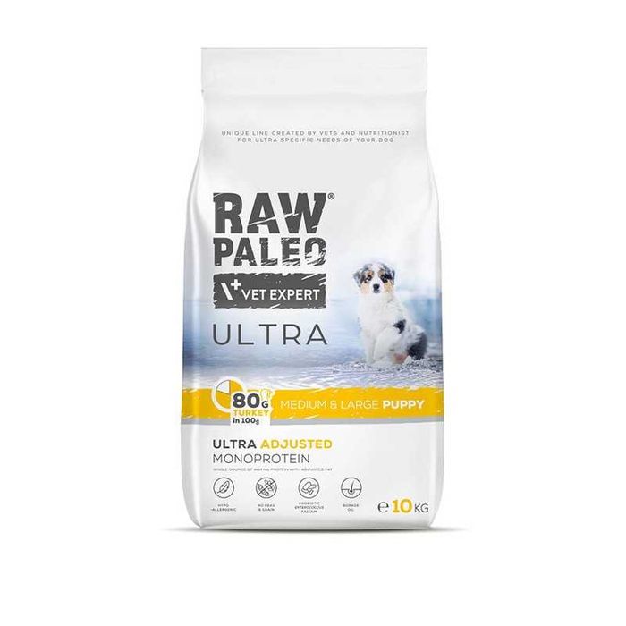 RAW PALEO ULTRA Turkey Puppy Medium/Large 10x 750g PROMOCJA