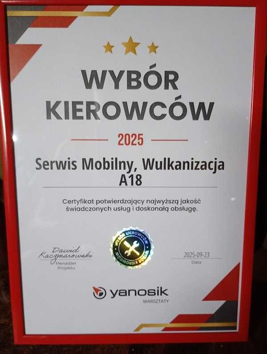 Mobilny Mechanik Wulkanizacja A18 24/7