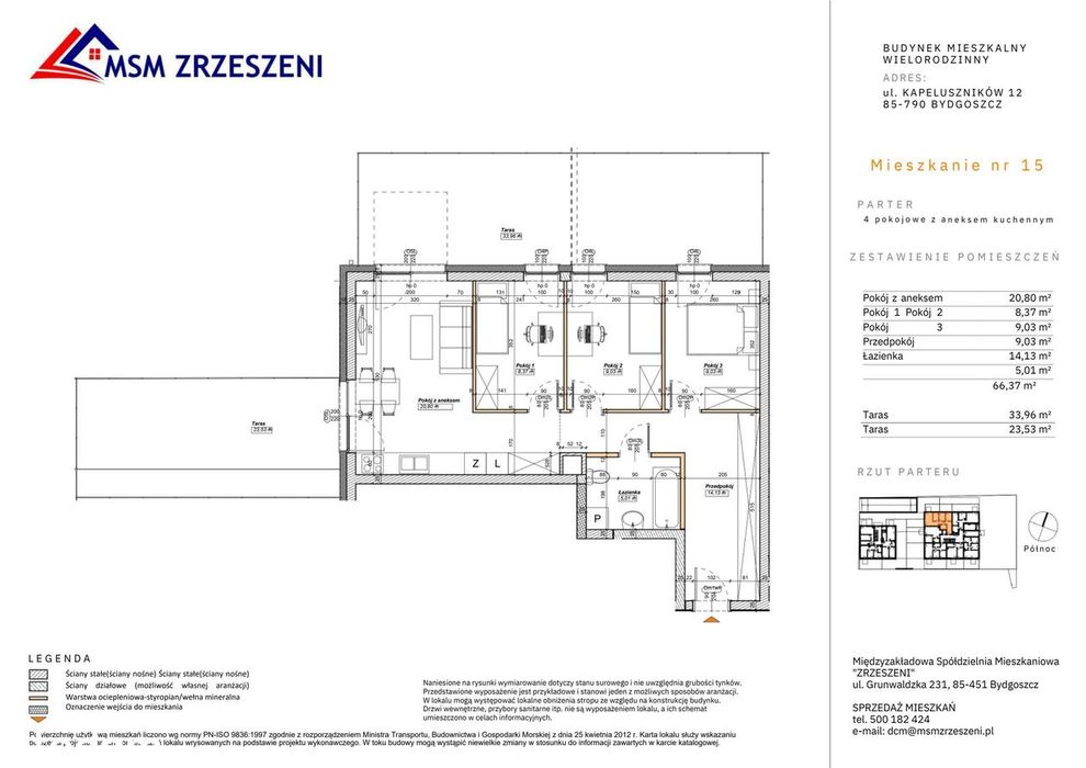 4-pokojowe mieszkanie 66 m² + taras Bez Prowizji - Widok 2