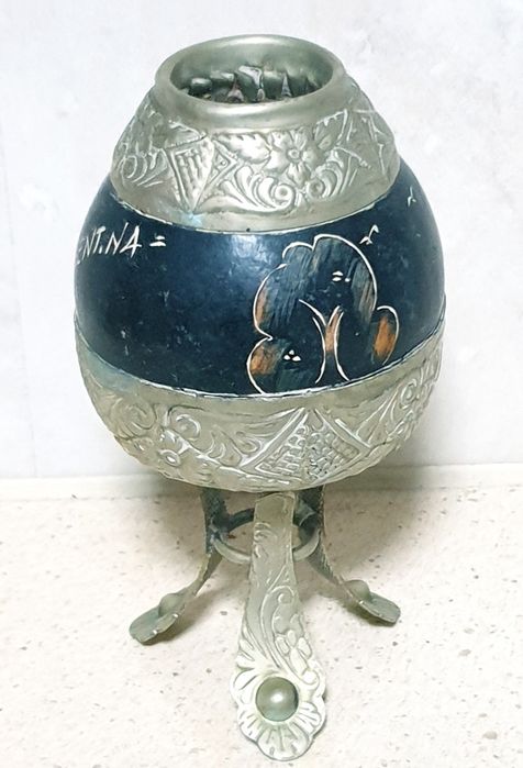 Antiga yerba mate calabaça da Argentina com armação em alpacca