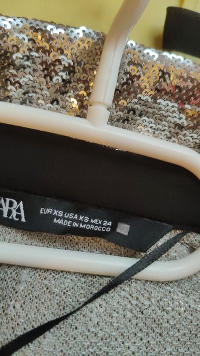 Srebrna koszula w cekiny Zara rozmiar xs