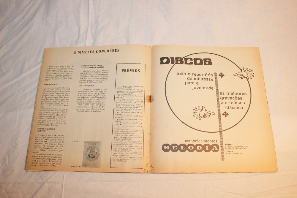 Caderneta / Album Pop Music Flama - 1971 - Completa - Rara