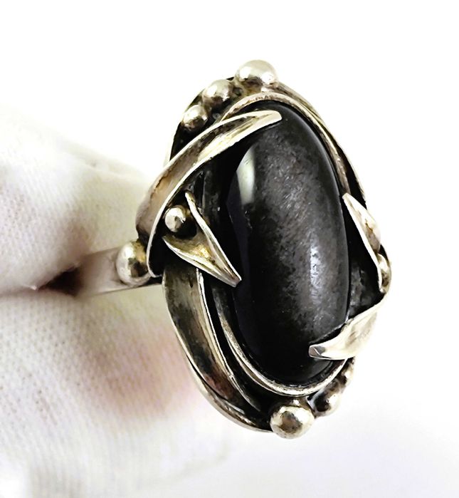 Советский крупный серебряный набор: серьги и кольцо. СССР. 925"Звезда"