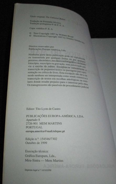 Livro Os Mistérios do Mar William J. Broad