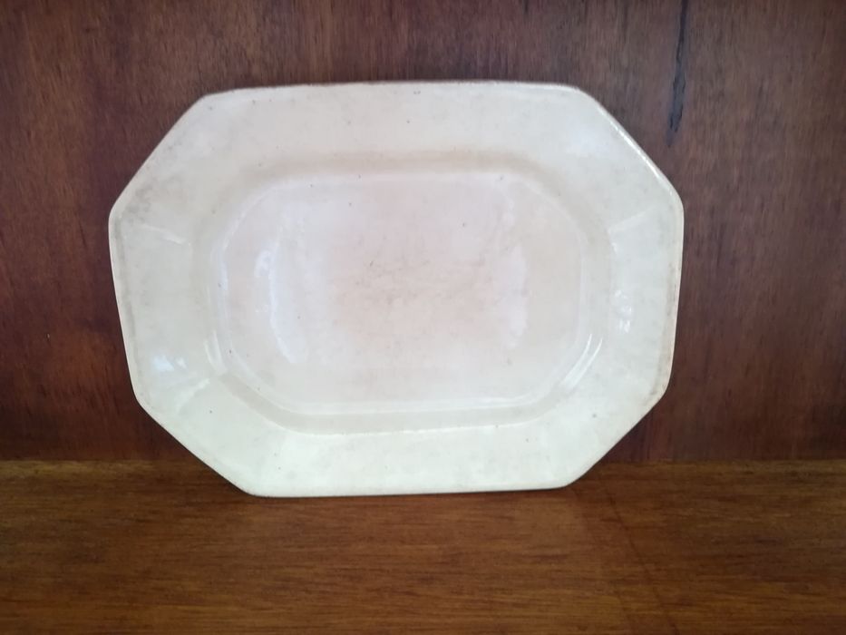 Travessa faiança antiga octagonal