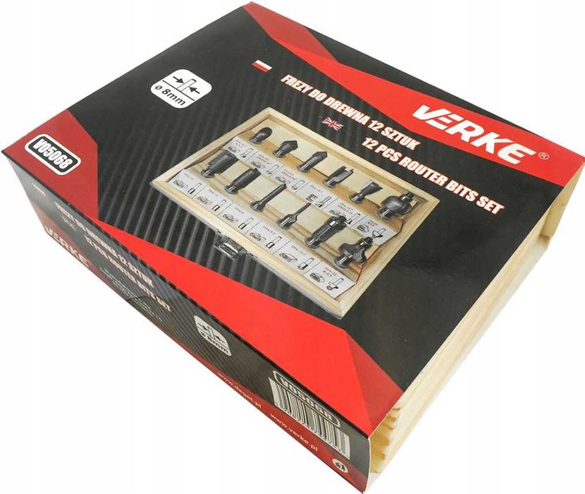 Frezy Kształtowe Do Drewna 12el. Wiertarka VERKE