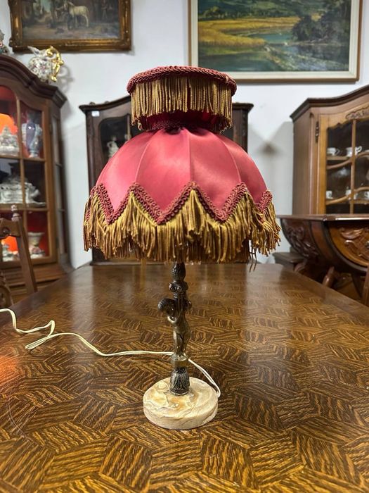 Настільна лампа світитьник бронза онікс текстиль 7563