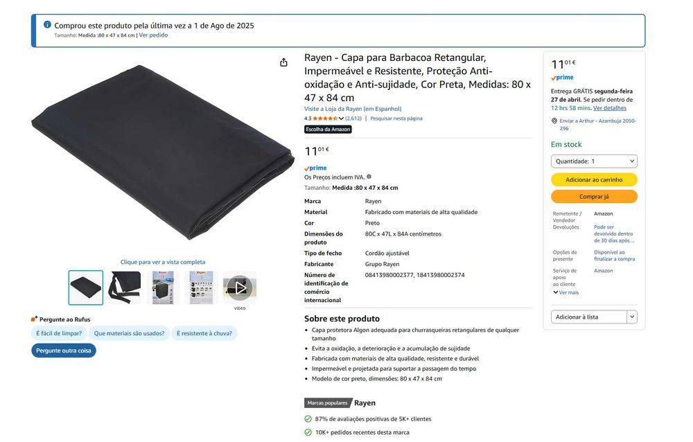 Tefal EasyGrill XXL Churrasqueira elétrica + capa