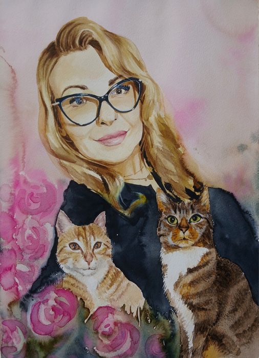 Portret ze zdjęcia obraz akwarelowy