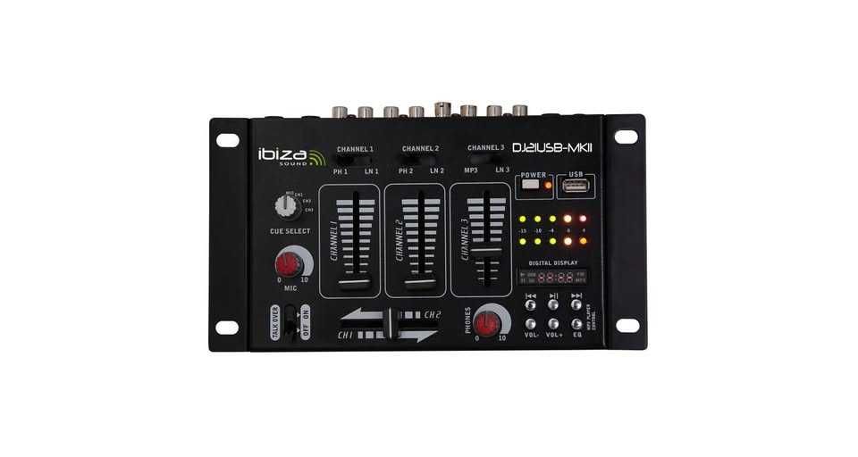 Mesa de mistura DJ 7 canais, USB, MP3, nova