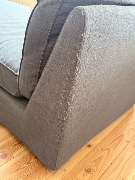 Sofa z szezlongiem szary używany IKEA narożnik