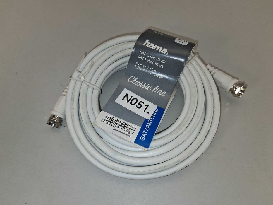 N051 Kabel SAT Hama Classic Line F-Plug 5m 85dB Antenowy Biały