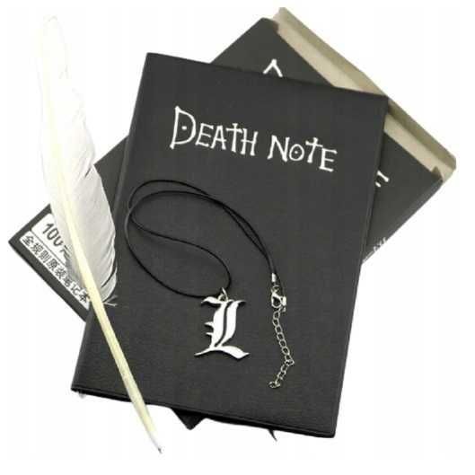 Zestaw DEATH NOTE Notatnik Śmierci pióro zakładka naszyjnik naklejki