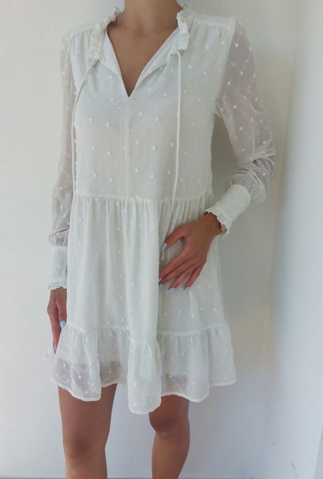 Zwiewna biała sukienka boho h&m rozmiar xs